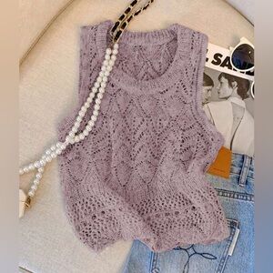 NEW Sheer Knit Sleeveless Tank Top